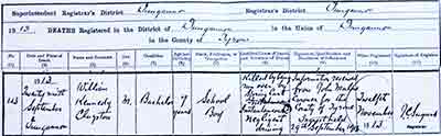 Billy Clugston death cert