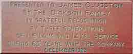 Picture of plaque on Clugston clock