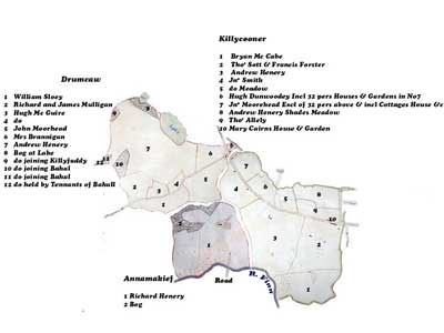 Map of townlands in Killeevan estate of William Forster, 1795